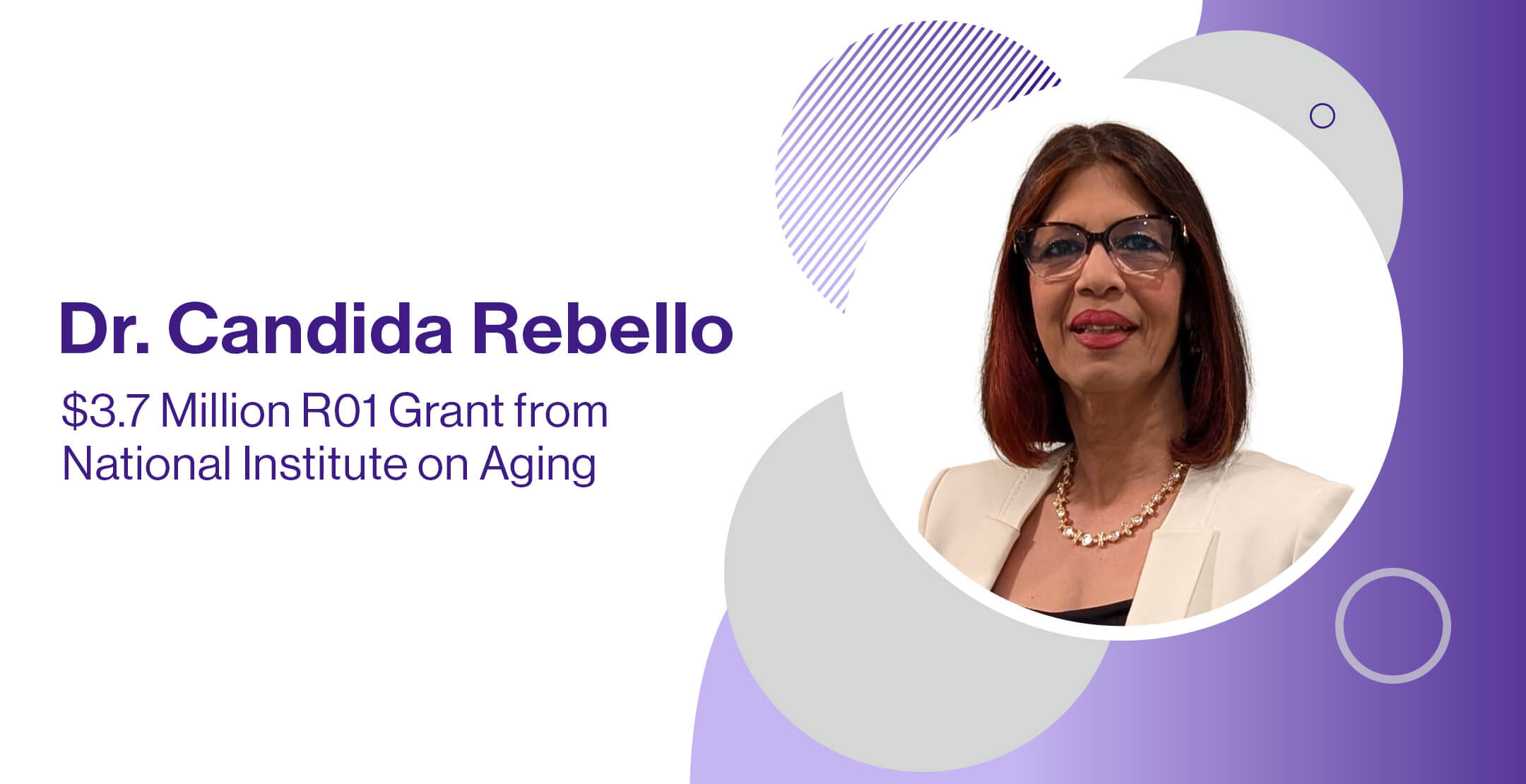 Headshot of Dr. Candida Rebello and the words